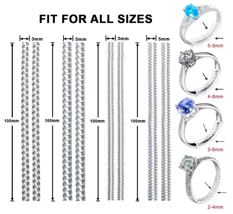 Coopache Ring Sizers for Loose Rings, Invisible Size Adjuster Silicone, Guards Spacer Tightener Resizer Fitter for Women Men, Make Smaller Without Resizing Thick Band (Transparent-12PCS) - Image 2